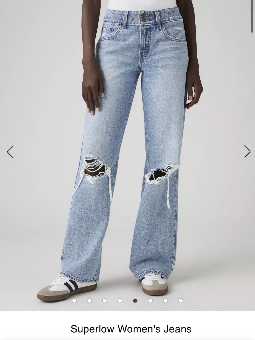 Superlow Women's Light Blue Distressed Wide-Leg Jeans